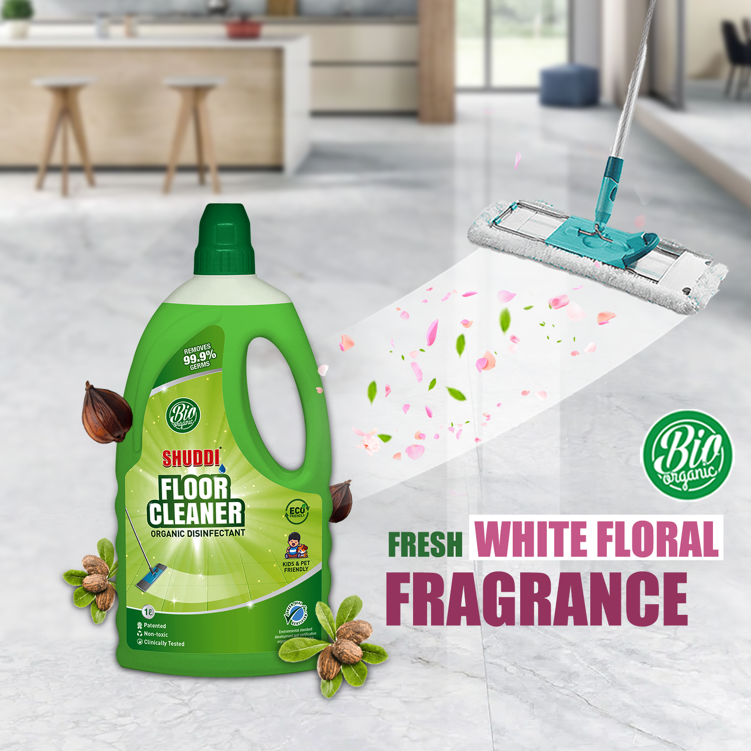 Shuddi Floor Cleaner Fresh White Floral Fragrance